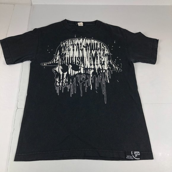 Y2K Metal Mulisha Shirt Mens Small Black & White Big Print Helmet Spell Out Logo - Picture 1 of 13